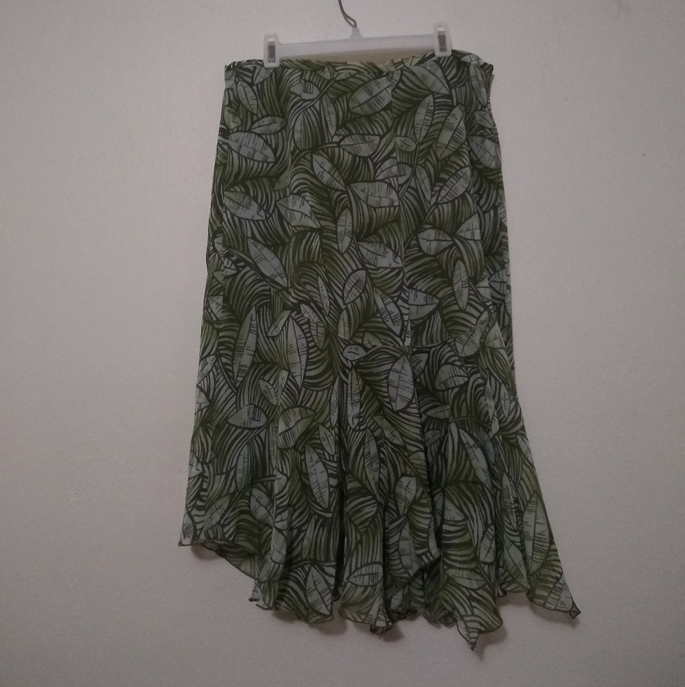 Tropical leaf leaf print skirt